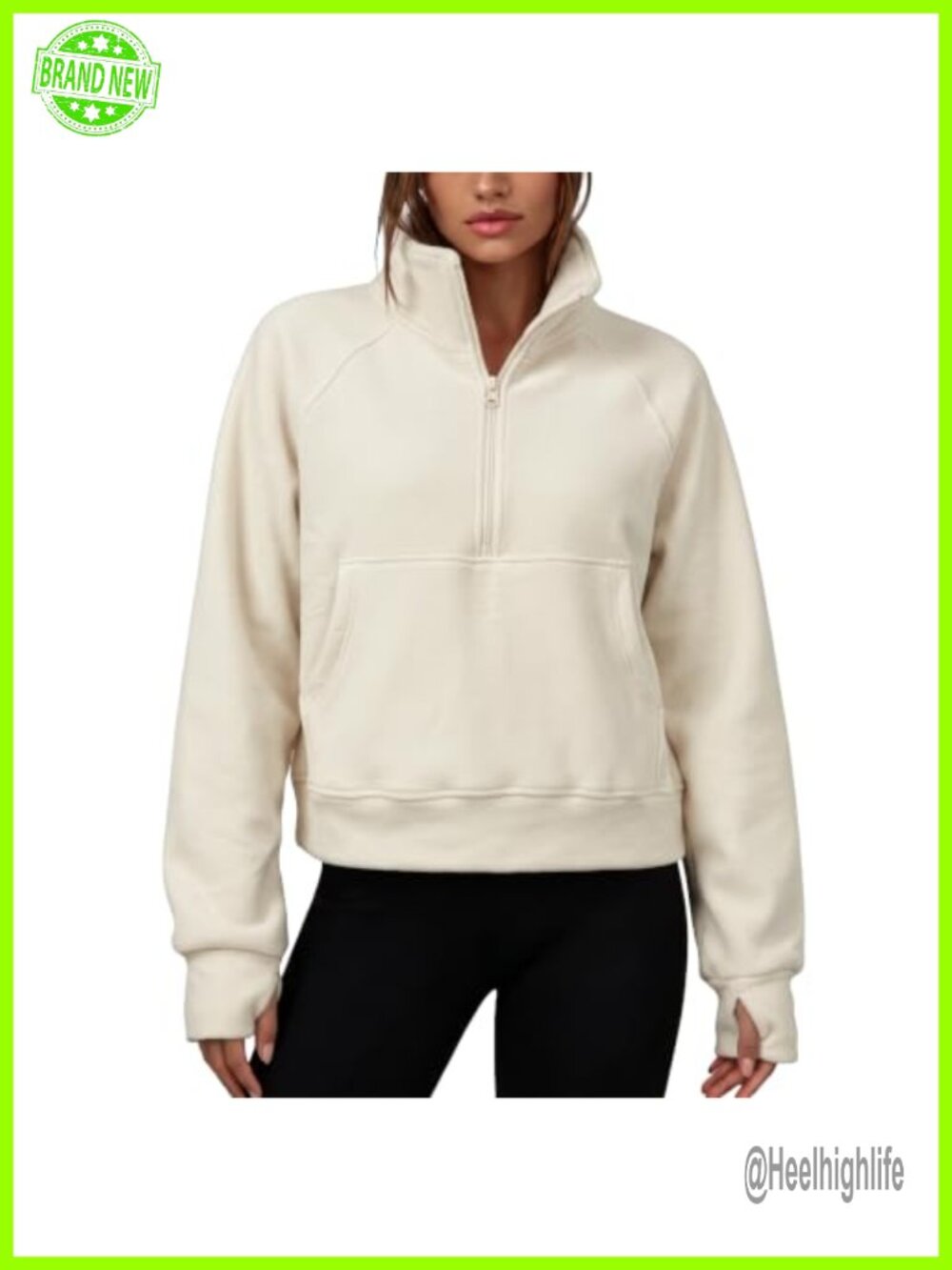 Ainangua Half Zip Fleece Sweatshirt Cropped Funnel Neck Sherpa Hoodie Women